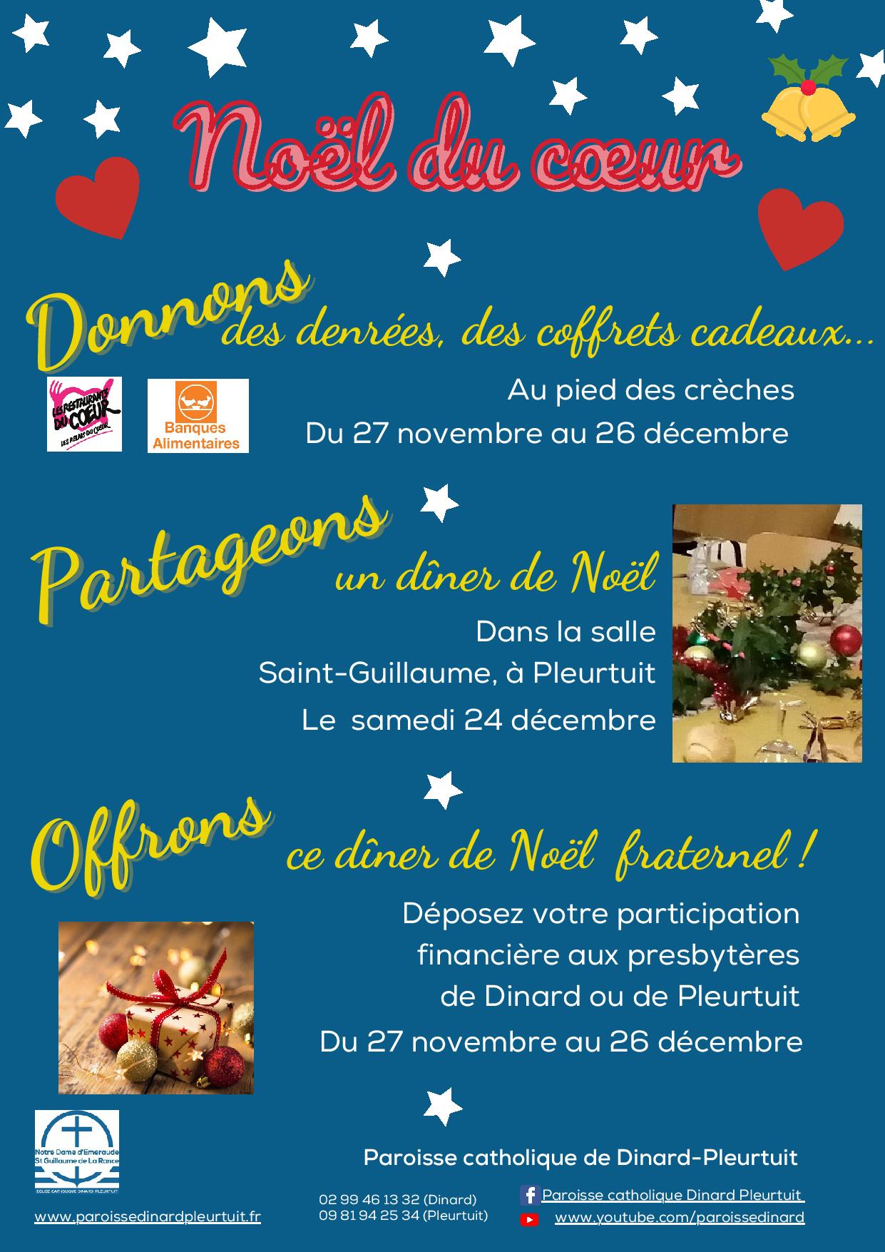 Noël du cœur, les propositions de la paroisse Dinard-Pleurtuit à Noël 2022
