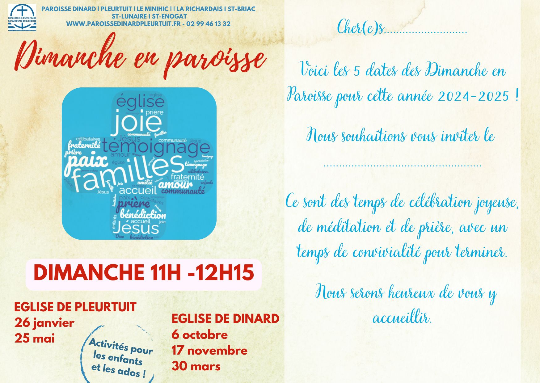 Invitation aux DEP paroisse Dinard Pleurtuit