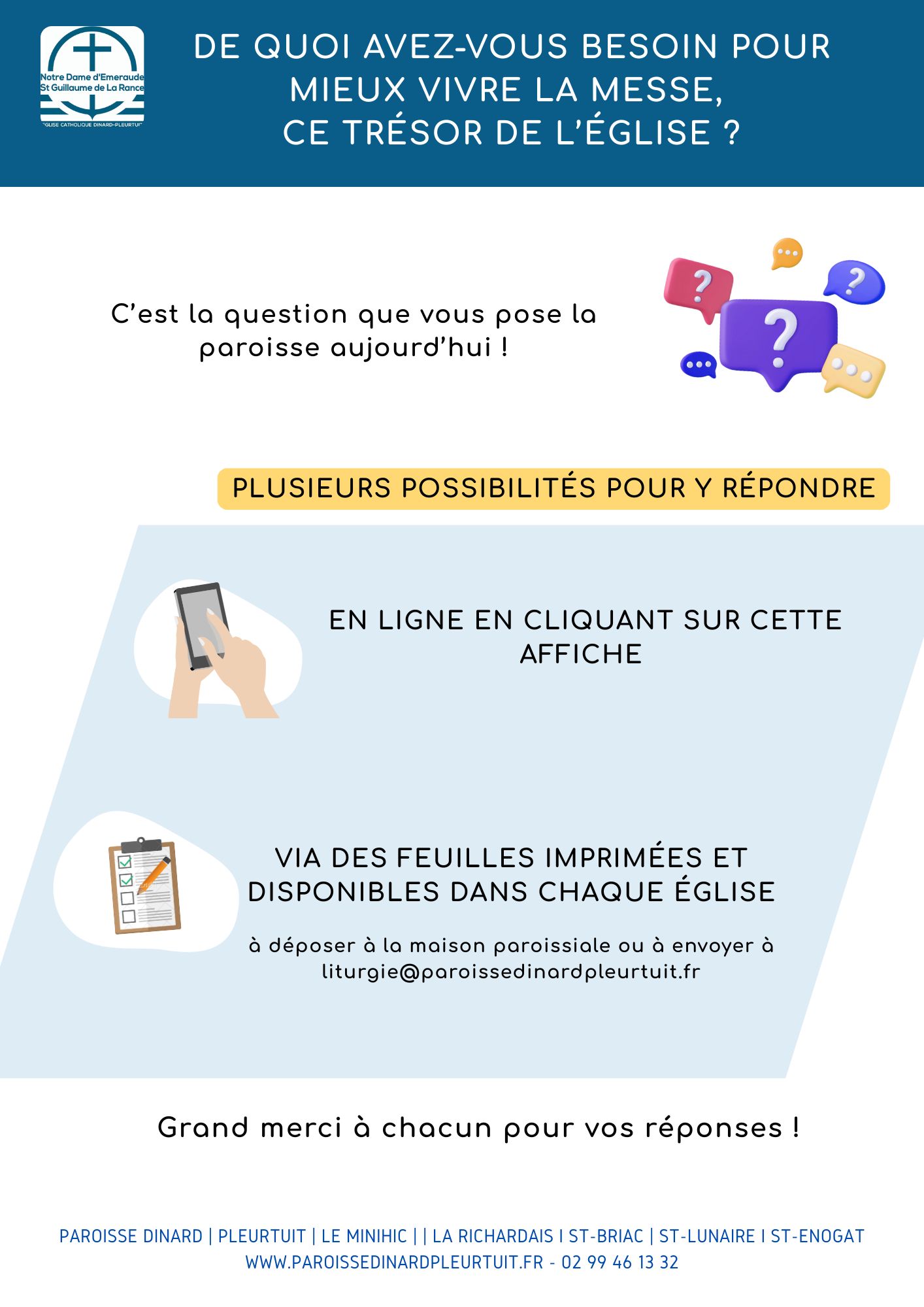 Sondage messe affiche - Paroisse Dinard-Pleurtuit